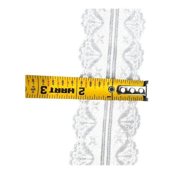 White Stretch Lace Trim 2 Inch Width Vintage Lot Double Scallop Lingerie Panty - Picture 2 of 2